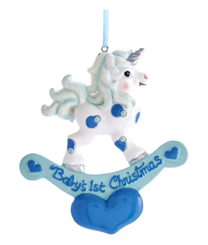 Boutique de Noël Famille & Amitiés*Baby'S 1St Christmas'' Blue Unicorn Ornament