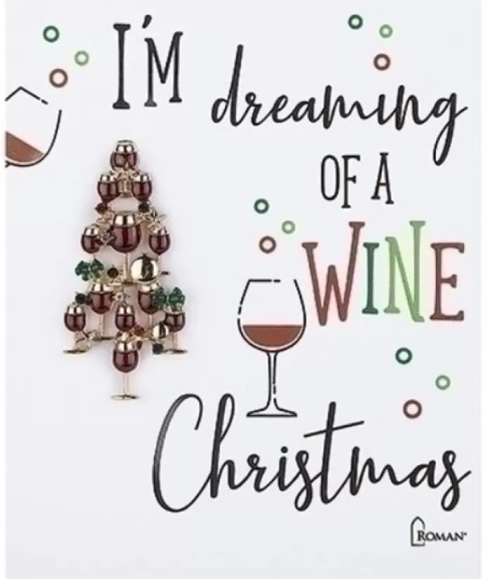 Boutique de Noël Bijoux*Christmas Wine Lovers Brooch, "I'M Dreaming Of A Wine Christmas"