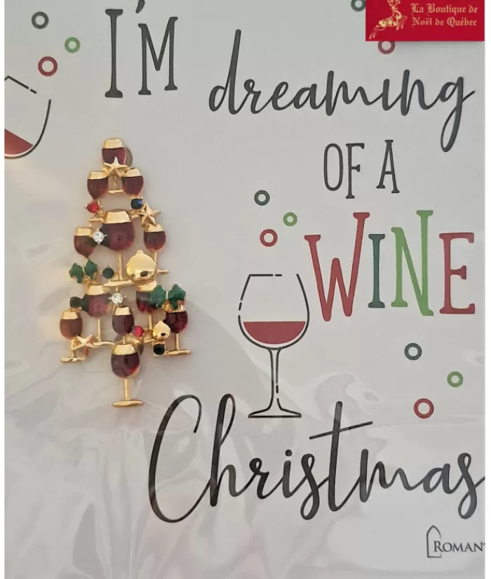 Boutique de Noël Bijoux*Christmas Wine Lovers Brooch, "I'M Dreaming Of A Wine Christmas"