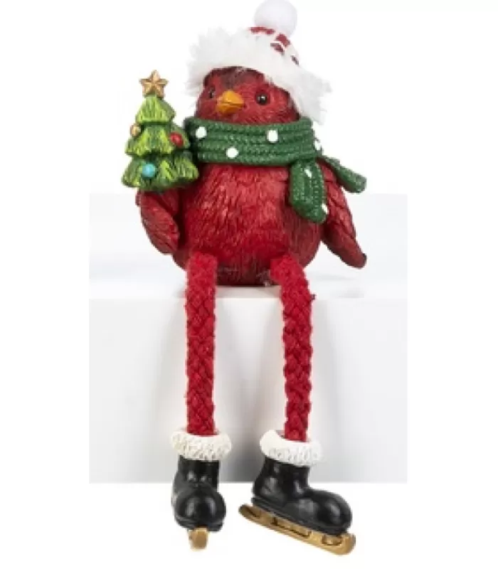 Boutique de Noël Divers*Cozy Cardinal With Green Scarf, Table Decoration, 4" Tall