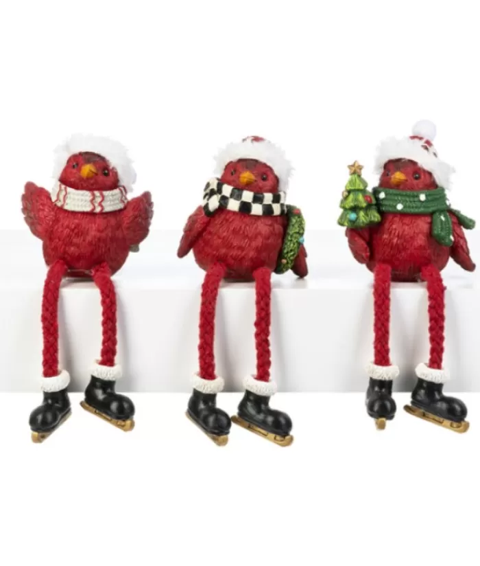 Boutique de Noël Divers*Cozy Cardinal With White Scarf, Table Decoration, 4" Tall