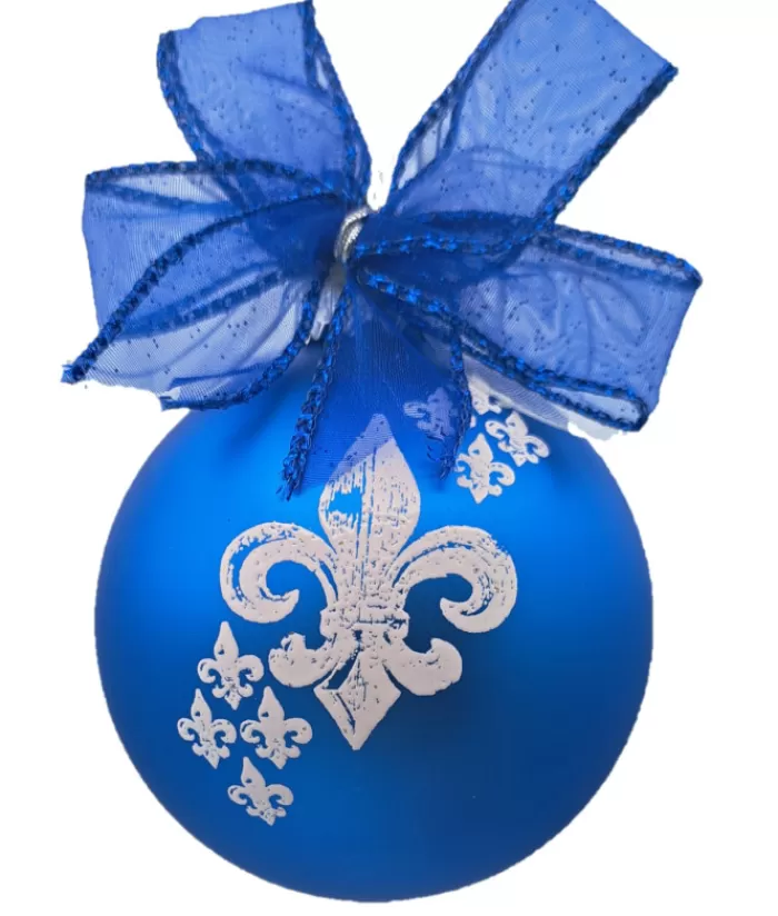 Boutique de Noël Divers*Glass Ornament, Momento Of Québec 2023, Hand Decorated. Blue.