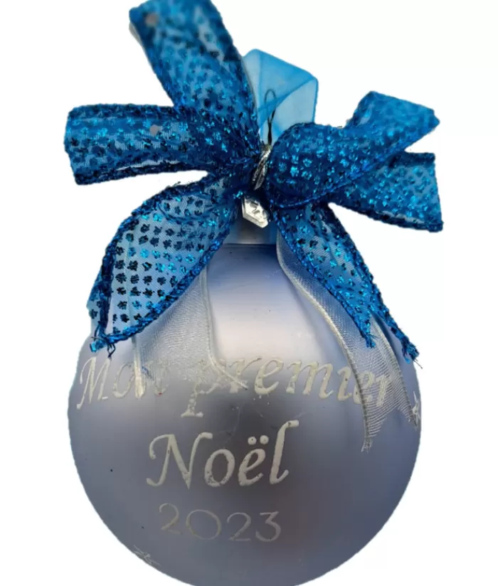 Boutique de Noël Famille & Amitiés*Glass Ornament, Mon Premier Noël 2023 Souvenir, Hand Decorated.