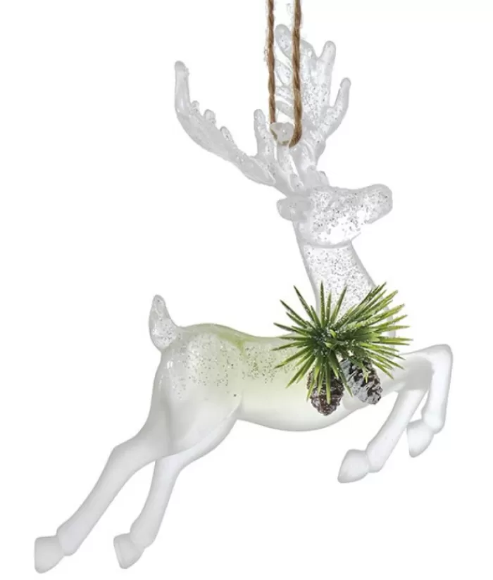 Boutique de Noël Sentiments*Ornament, Clear Acrylic, Deer In Sage And Ivory Colours