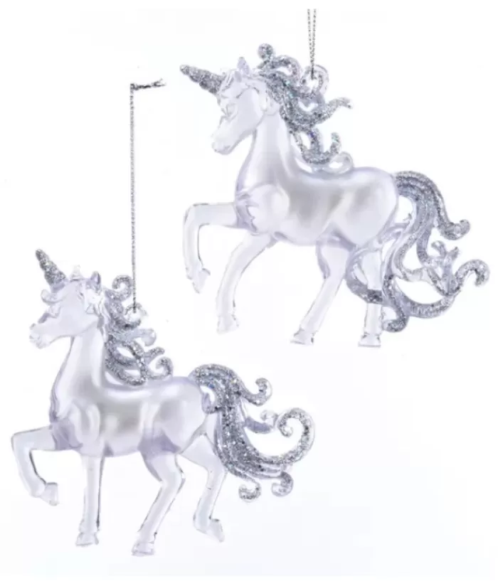 Boutique de Noël Animaux*Ornament, Clear Acrylic Unicorn, With Glittering Tail And Mane
