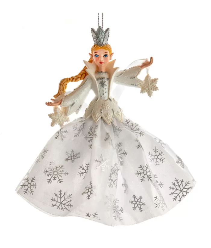 Boutique de Noël Gnomes & Lutins*Ornament, Elegant Elvish Snow Queen, With Snow Flake Spangled Dress