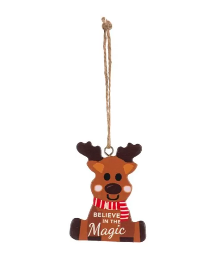 Boutique de Noël Famille & Amitiés*Ornament, Festive Reindeer, With Message "Believe In The Magic"