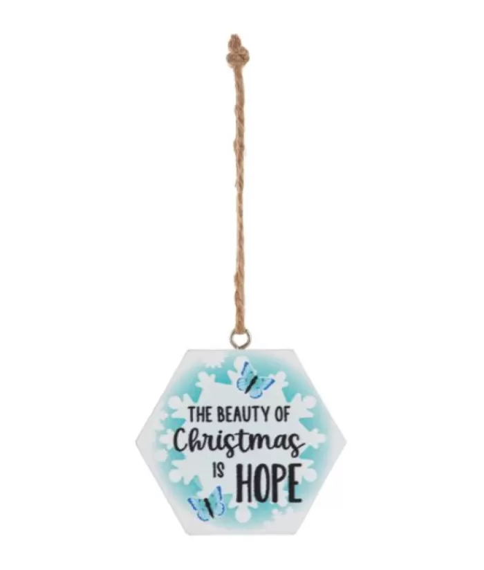 Boutique de Noël Flocons & Étoiles*Ornament, Festive Snowflake, With Message "The Beauty Of Christmas Is Hope"