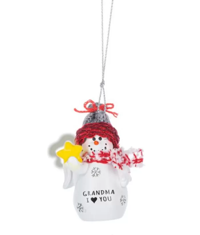 Boutique de Noël Bonhommes De Neige*Ornament, Festive Snowman With Message "Grandma, I Love You"