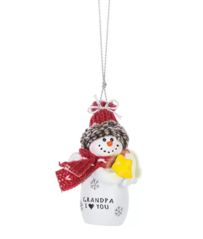 Boutique de Noël Bonhommes De Neige*Ornament, Festive Snowman With Message "Grandpa, I Love You"