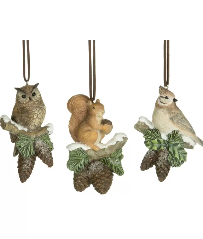 Boutique de Noël Chiens*Ornament, Forest Squirrel On Branch With Pine Cones