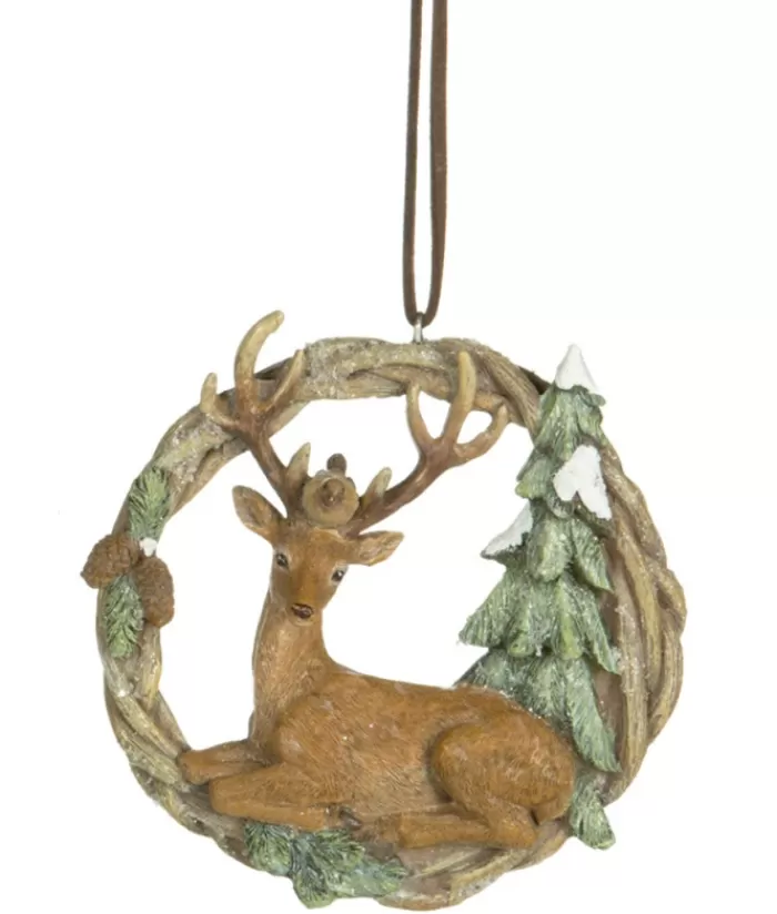Boutique de Noël Sentiments*Ornament, Garland Featuring Stag And Pine Tree.