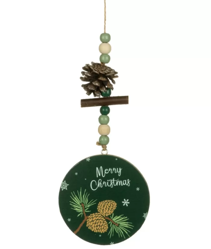 Boutique de Noël Famille & Amitiés*Ornament, Green Circle Shape With Motif And Decoration.