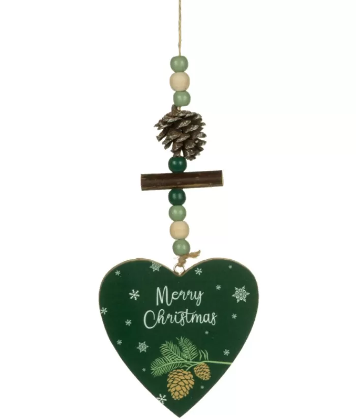 Boutique de Noël Famille & Amitiés*Ornament, Green Heart Shape With Motif And Decoration.