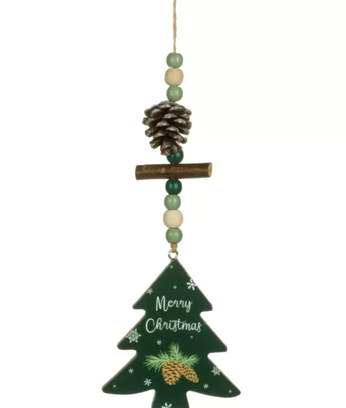 Boutique de Noël Famille & Amitiés*Ornament, Green Pine Tree Shape With Motif And Decoration