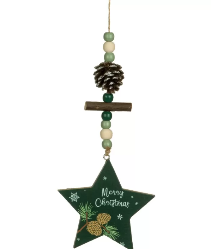 Boutique de Noël Flocons & Étoiles*Ornament, Green Star Shape With Motif And Decoration