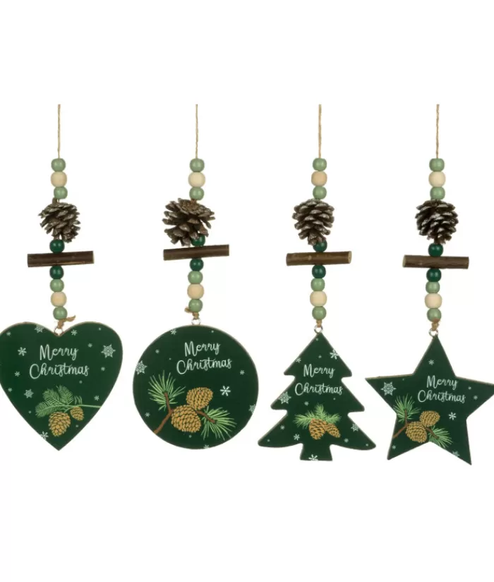 Boutique de Noël Flocons & Étoiles*Ornament, Green Star Shape With Motif And Decoration