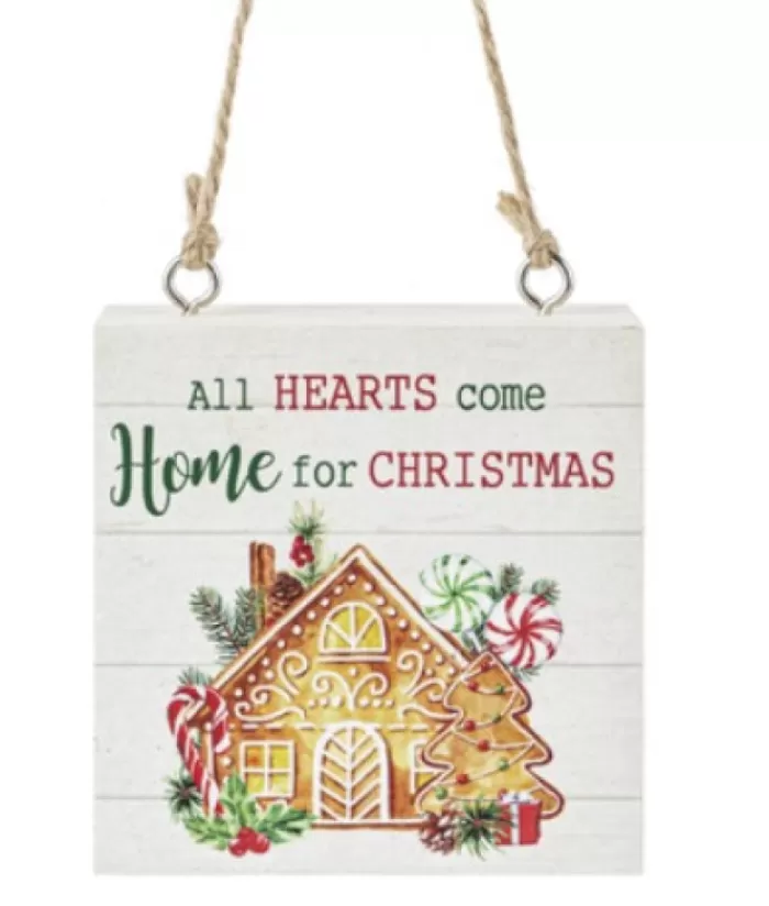 Boutique de Noël Famille & Amitiés*Ornament, Plaque With Message "All Hearts Come Home For Christmas"