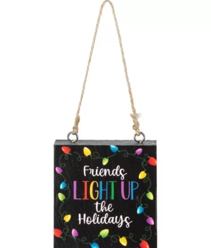 Boutique de Noël Famille & Amitiés*Ornament, Plaque, With Message "Friends Light Up The Holidays"