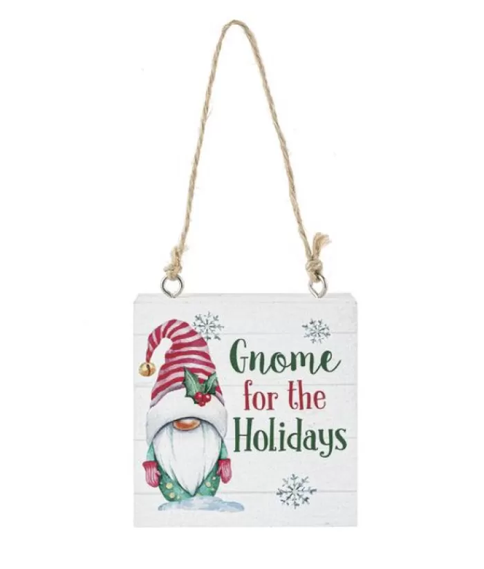 Boutique de Noël Gnomes & Lutins*Ornament, Plaque, With Message "Gnome For The Holidays"