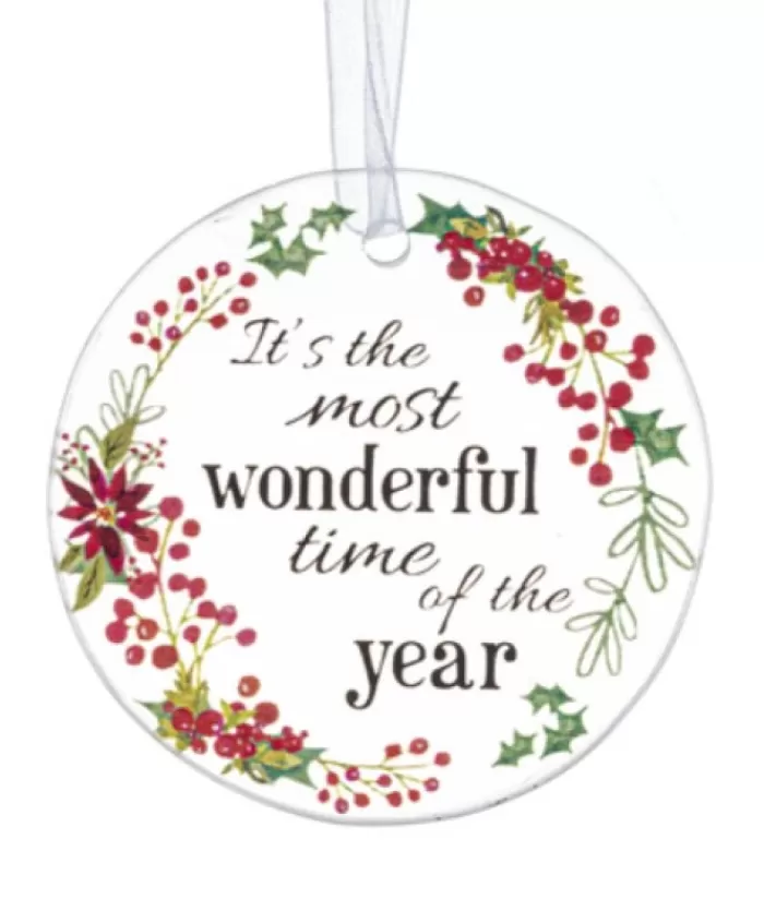 Boutique de Noël Famille & Amitiés*Ornament, Plaque, With Message "It'S The Most Wonderful Time Of The Year"