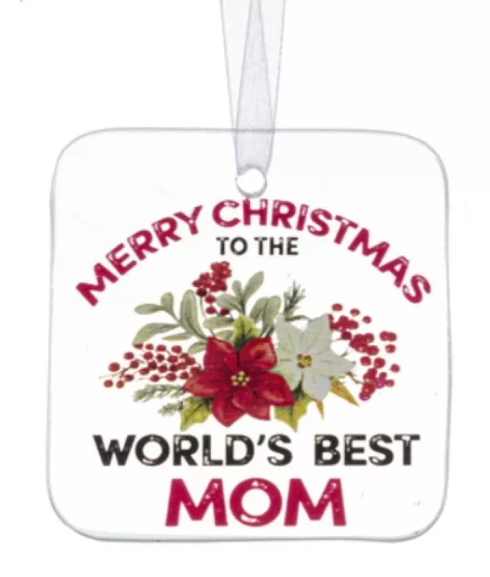 Boutique de Noël Famille & Amitiés*Ornament, Plaque, With Message "Merry Christmas To The Worlds Best Mom""