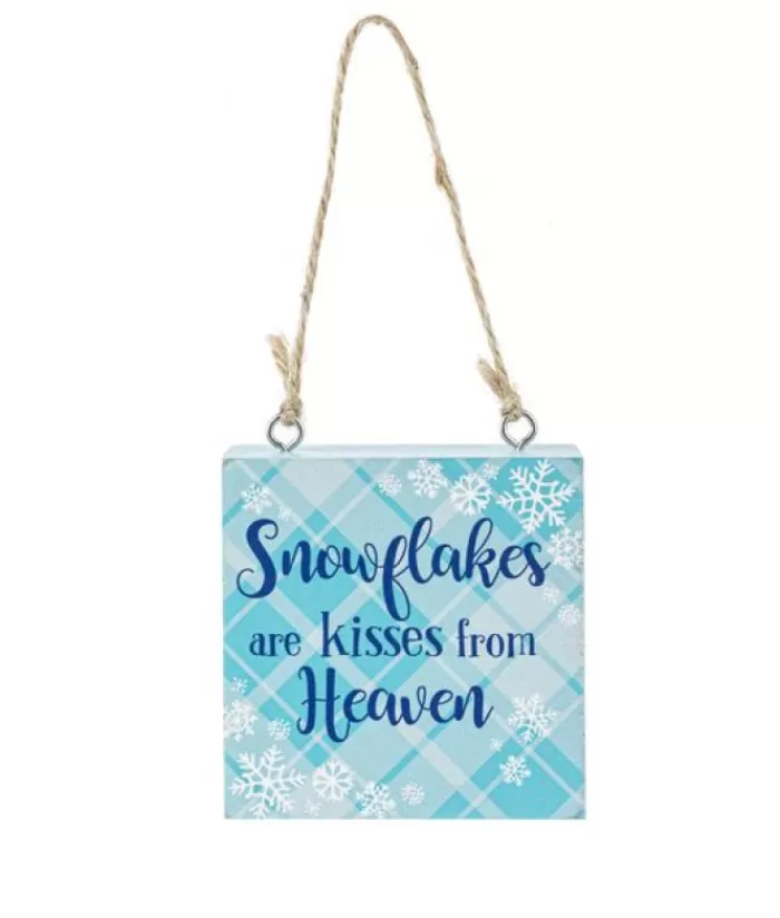 Boutique de Noël Famille & Amitiés*Ornament, Plaque, With Message "Snowflakes Are Kisses From Heaven"