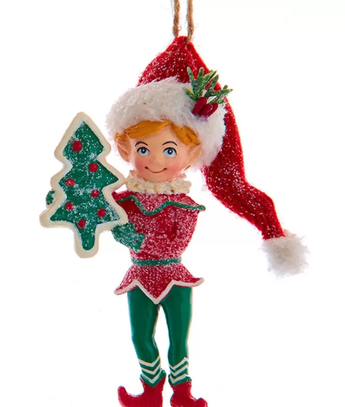 Boutique de Noël Gnomes & Lutins*Ornament, "Red Hat" Christmas Elf With Miniature Xmas Tree
