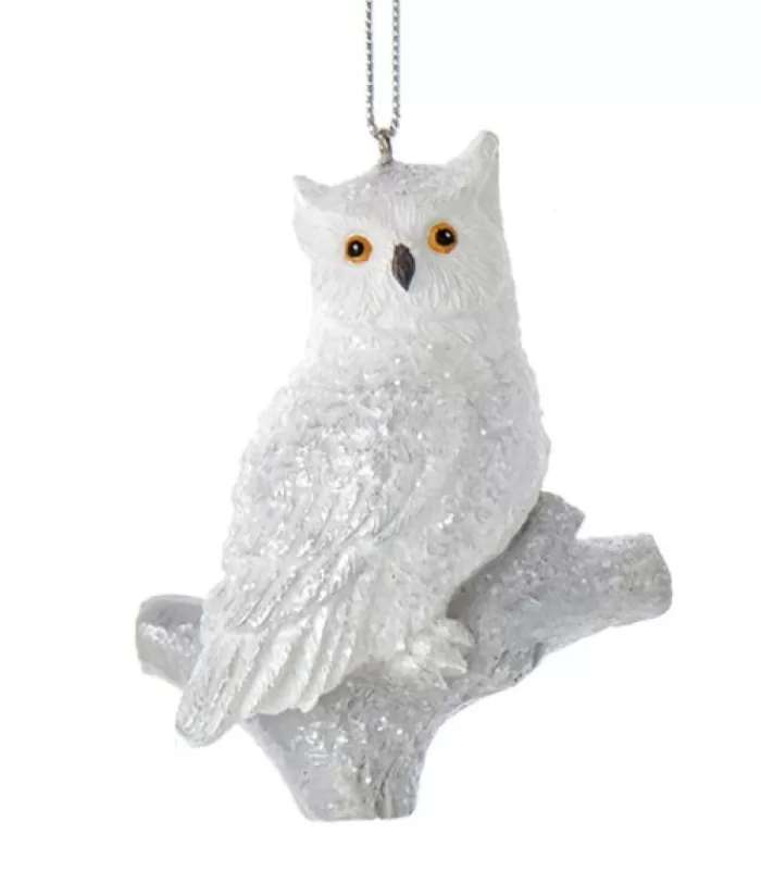 Boutique de Noël Animaux*Ornament, Silver And White Owl, Resting On A Branch