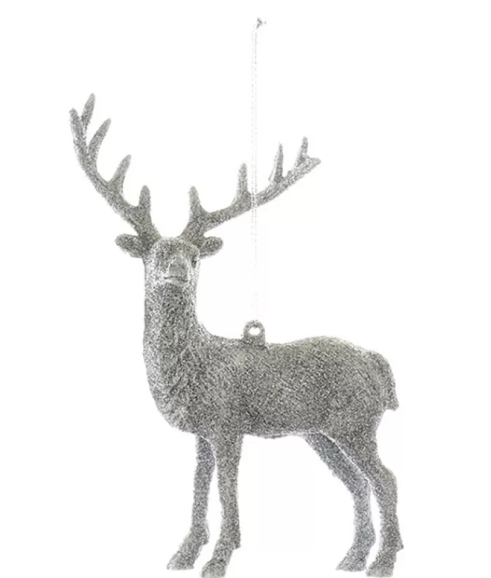 Boutique de Noël Animaux*Ornament, Silver Glittered Majestic Stag