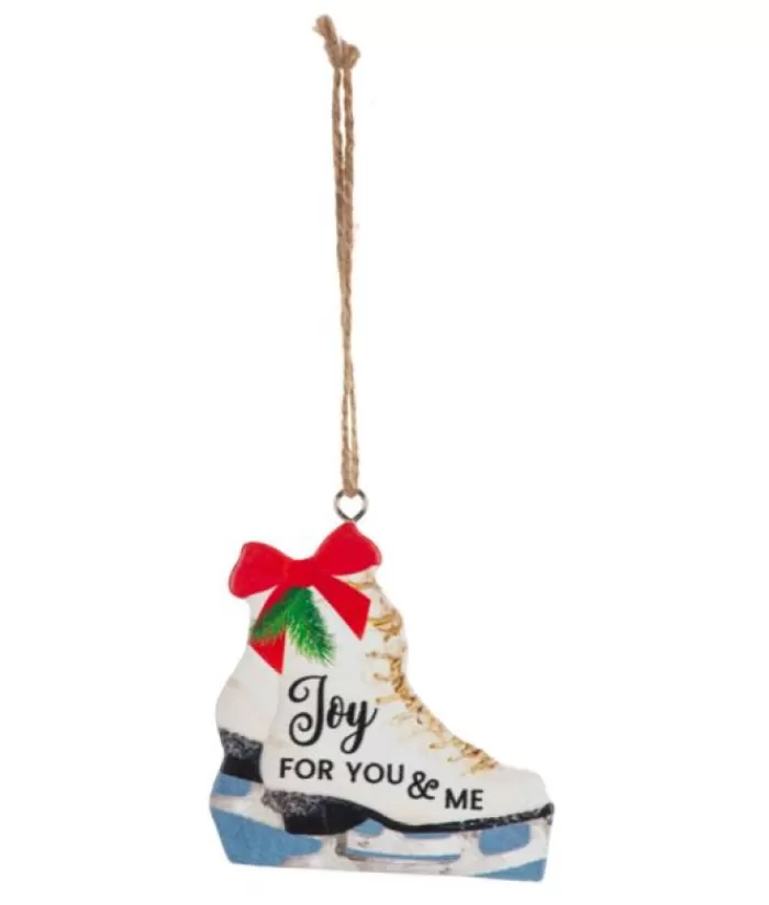 Boutique de Noël Sports*Ornament, Wooden Skate, With Message "Joy, For Me And You"