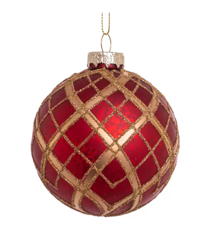 Boutique de Noël Divers*Red And Gold Decorated Glass Balls, 80Mm, 6 Per Box