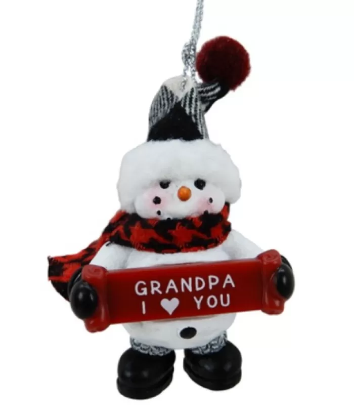 Boutique de Noël Famille & Amitiés*Snowman With Banner, Message, "Grandpa I Love You ", Ornament
