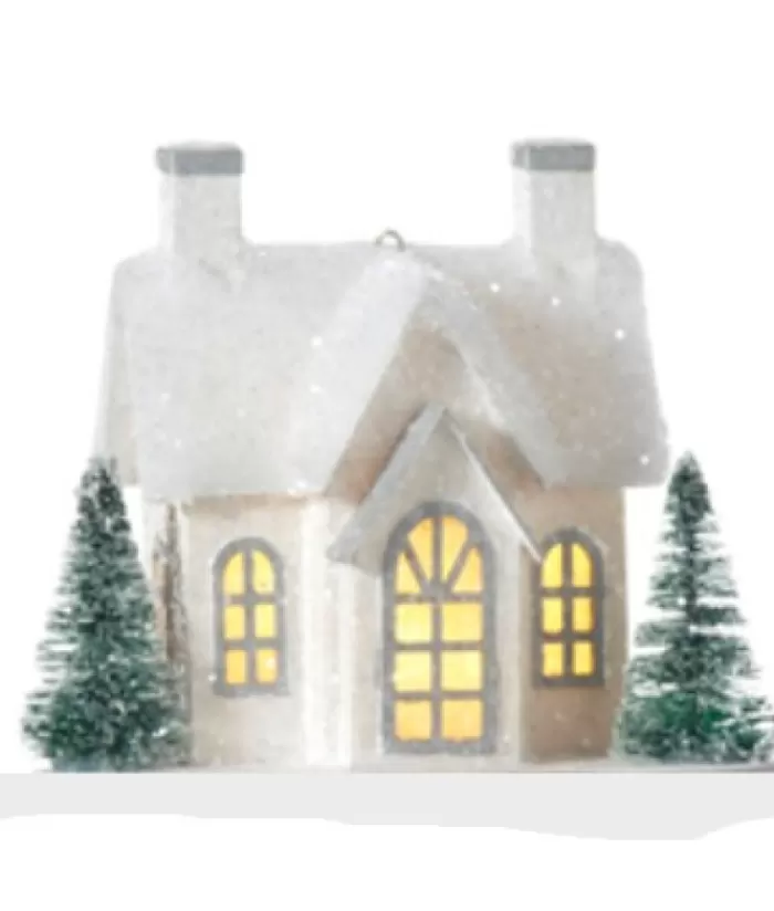 Boutique de Noël Divers*Table Decor, Ornament, White Church With Led Lighting