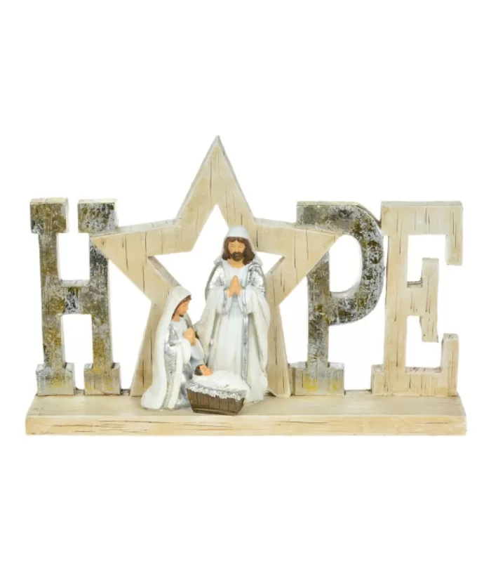 Boutique de Noël Table Decor, The Holy Family, With Message Of "Hope"