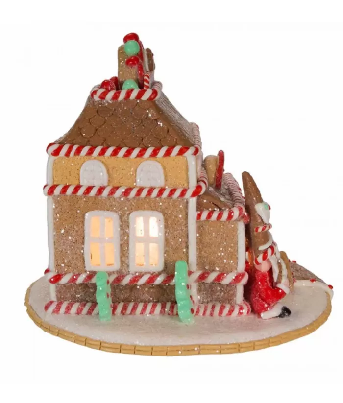 Boutique de Noël Table Ornament, 7",Gingerbread Shoppe Battery Operated C7 Bulb