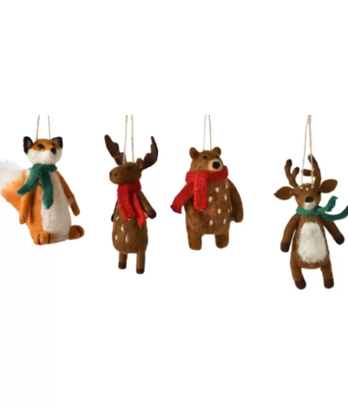 Boutique de Noël Animaux*Xmas Tree Ornament, Woollen Red Fox With Knit Scarf