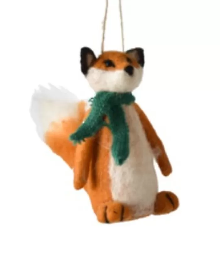 Boutique de Noël Animaux*Xmas Tree Ornament, Woollen Red Fox With Knit Scarf