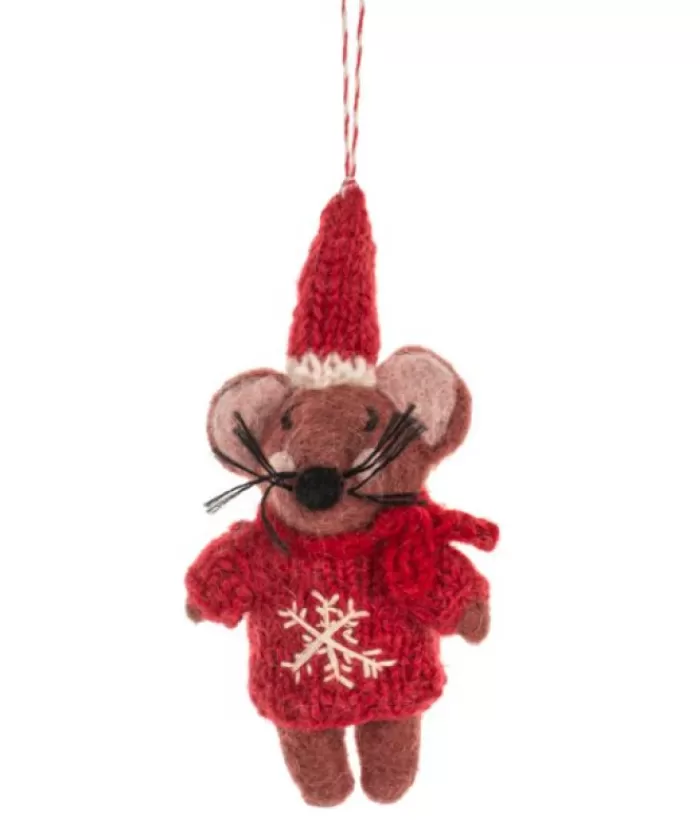 Boutique de Noël Animaux*Xmas Tree Ornament, Woolly Mouse With Knitted Red Sweater