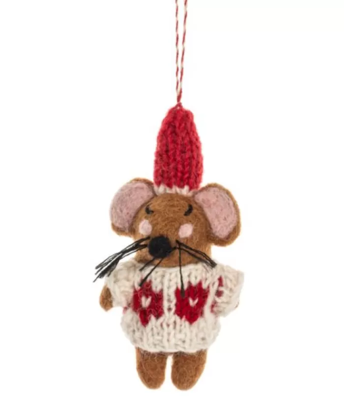 Boutique de Noël Animaux*Xmas Tree Ornament, Woolly Mouse With Knitted White Sweater
