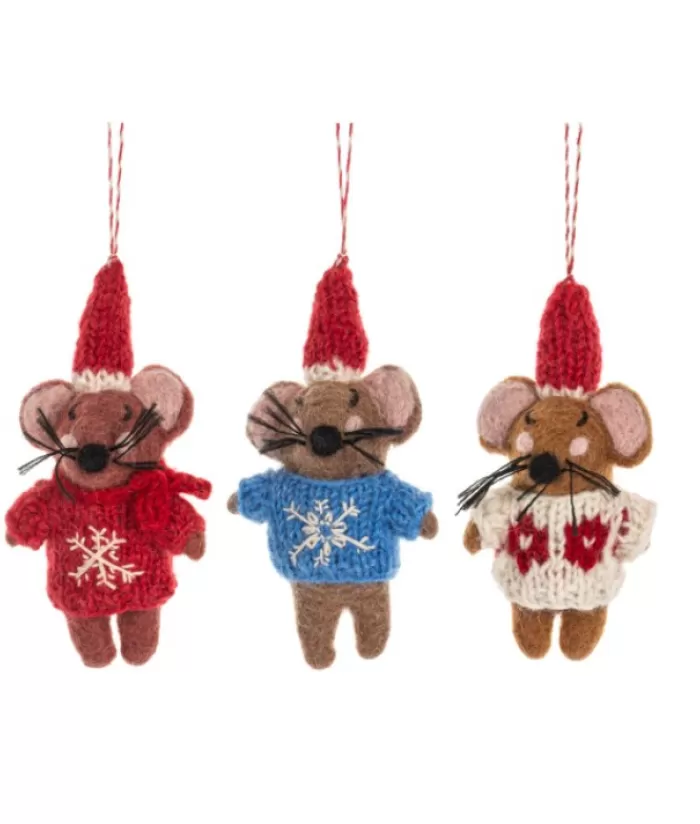 Boutique de Noël Animaux*Xmas Tree Ornament, Woolly Mouse With Knitted White Sweater