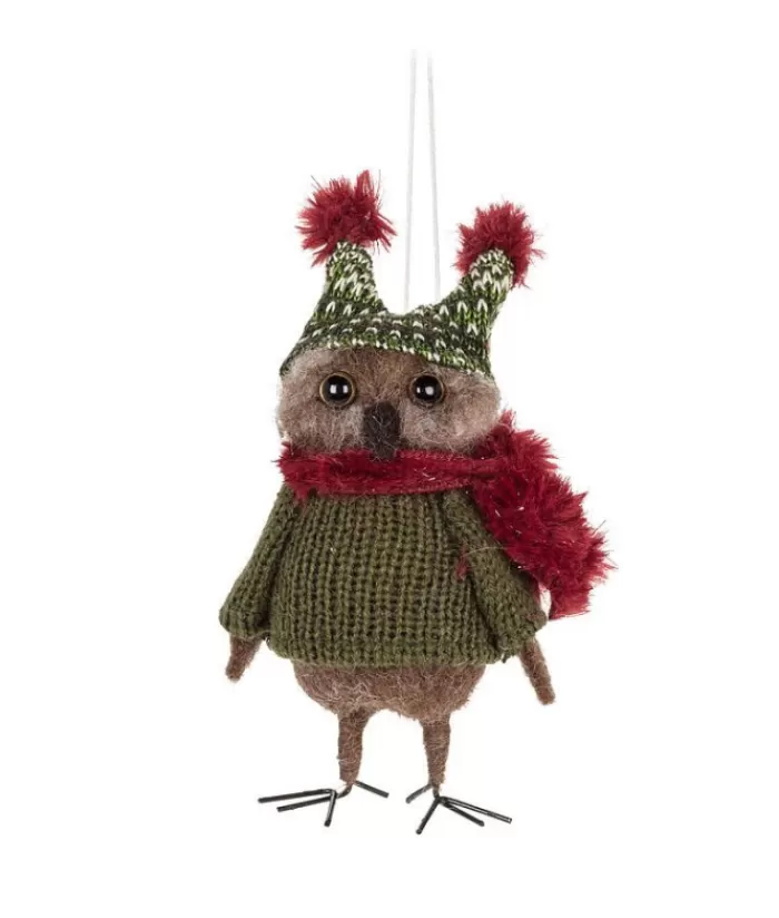 Boutique de Noël Animaux*Xmas Tree Ornament, Woolly Owl In Green Sweater And Hat
