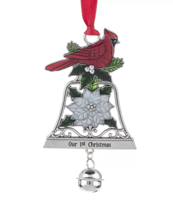 Boutique de Noël Animaux*Zinc Cardinal Ornament With Message For 1St Xmas